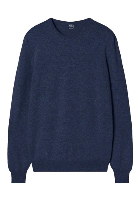 Maglione argentino girocollo in cashmere FEDELI | Maglieria | 7UI07001BLU SCURO